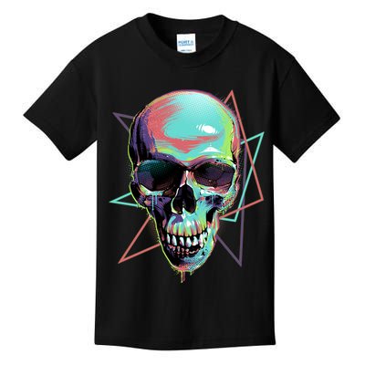 Retro Neon Graffiti Paint Skull Kids T-Shirt