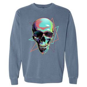 Retro Neon Graffiti Paint Skull Garment-Dyed Sweatshirt