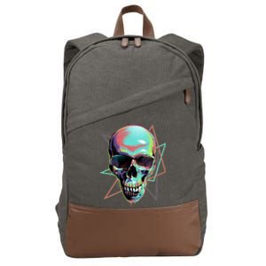 Retro Neon Graffiti Paint Skull Cotton Canvas Backpack