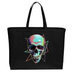 Retro Neon Graffiti Paint Skull Cotton Canvas Jumbo Tote