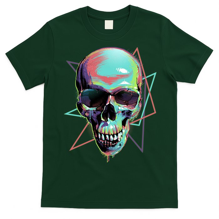 Retro Neon Graffiti Paint Skull T-Shirt