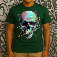 Retro Neon Graffiti Paint Skull T-Shirt