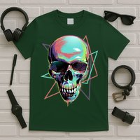 Retro Neon Graffiti Paint Skull T-Shirt