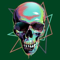 Retro Neon Graffiti Paint Skull T-Shirt