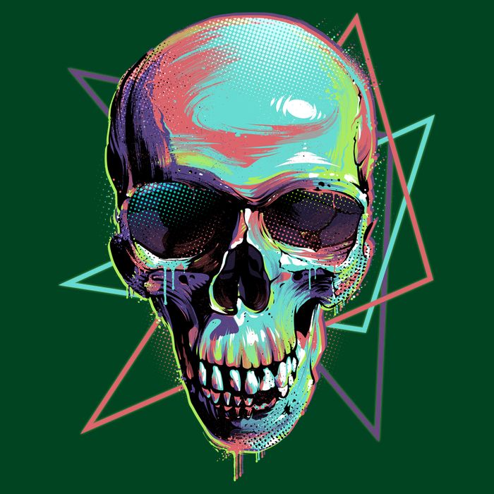 Retro Neon Graffiti Paint Skull T-Shirt