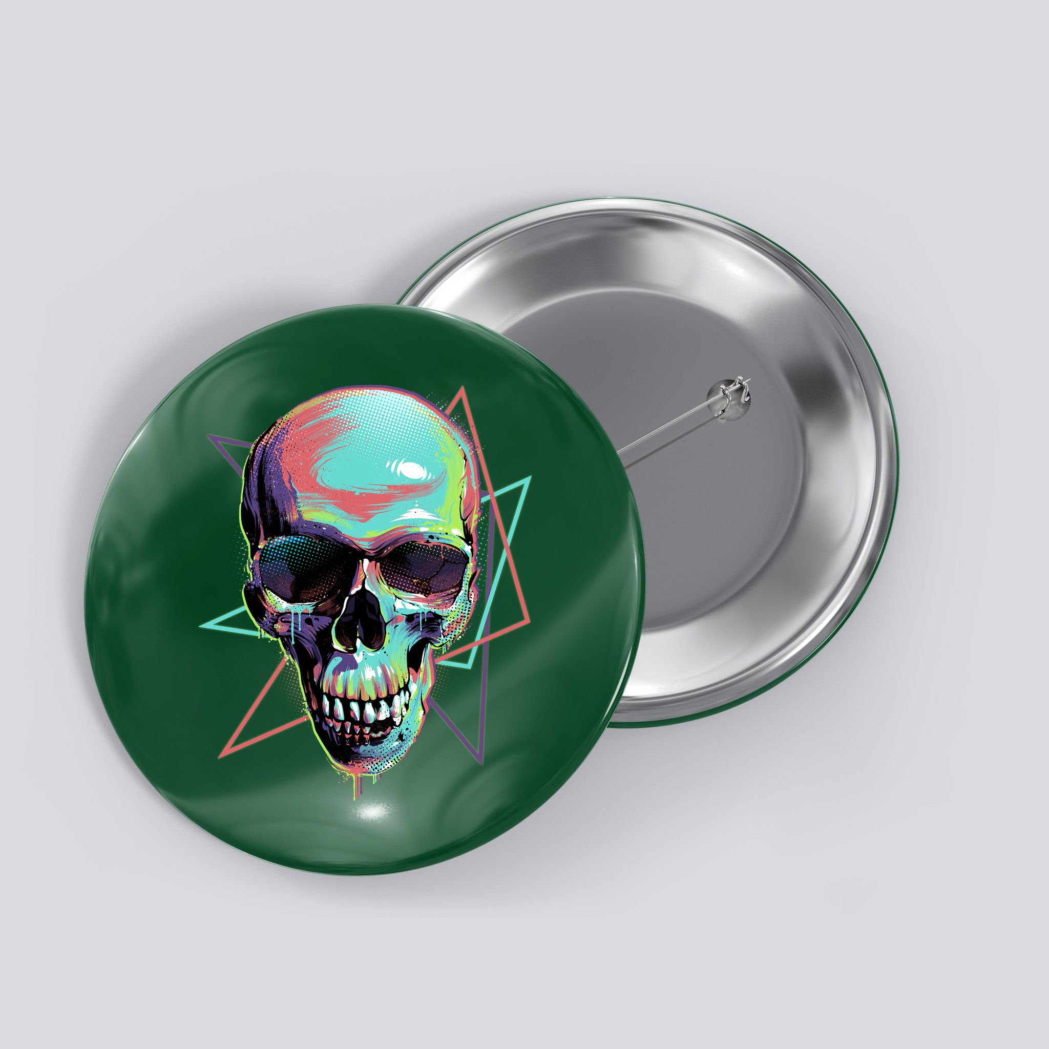Retro Neon Graffiti Paint Skull Button
