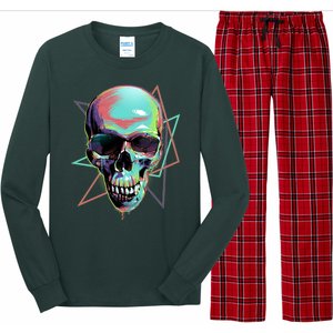 Retro Neon Graffiti Paint Skull Long Sleeve Pajama Set