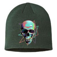 Retro Neon Graffiti Paint Skull Sustainable Beanie