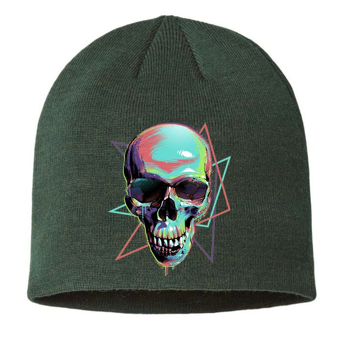 Retro Neon Graffiti Paint Skull Sustainable Beanie