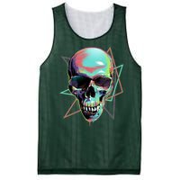 Retro Neon Graffiti Paint Skull Mesh Reversible Basketball Jersey Tank