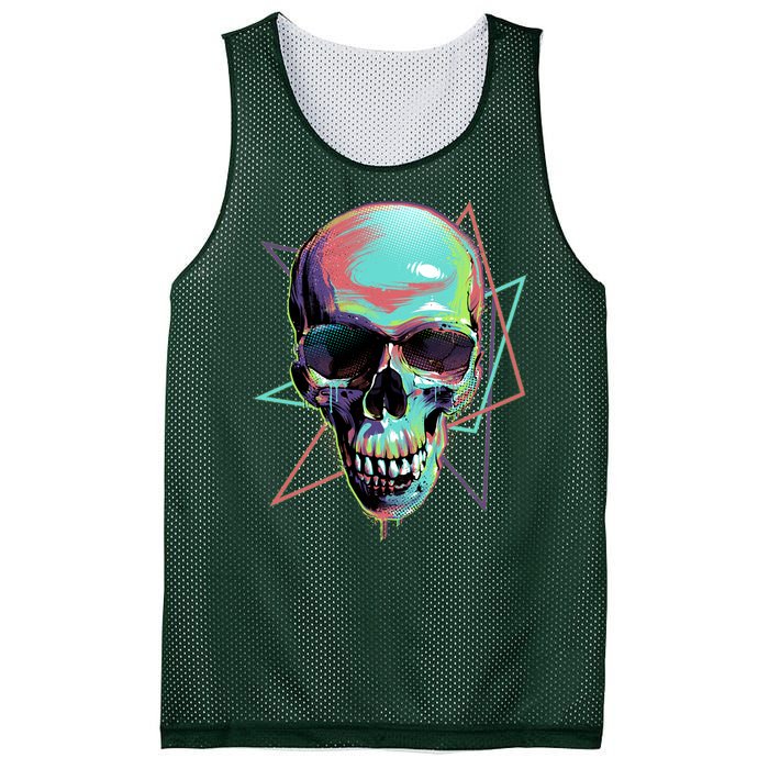 Retro Neon Graffiti Paint Skull Mesh Reversible Basketball Jersey Tank