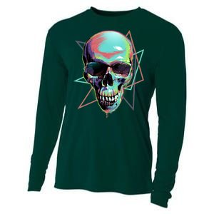 Retro Neon Graffiti Paint Skull Cooling Performance Long Sleeve Crew