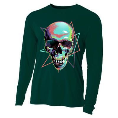 Retro Neon Graffiti Paint Skull Cooling Performance Long Sleeve Crew
