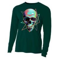 Retro Neon Graffiti Paint Skull Cooling Performance Long Sleeve Crew