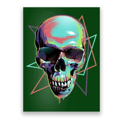 Retro Neon Graffiti Paint Skull Poster