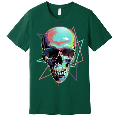 Retro Neon Graffiti Paint Skull Premium T-Shirt