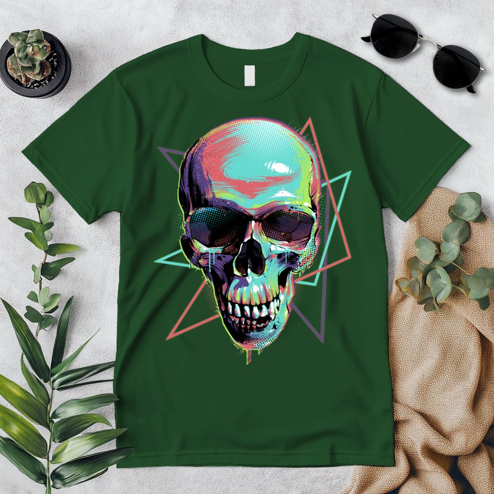 Retro Neon Graffiti Paint Skull Premium T-Shirt