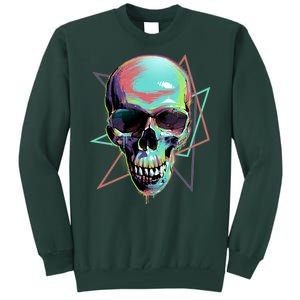 Retro Neon Graffiti Paint Skull Tall Sweatshirt