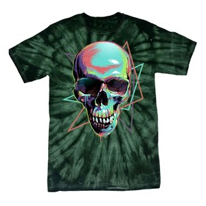 Retro Neon Graffiti Paint Skull Tie-Dye T-Shirt