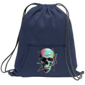 Retro Neon Graffiti Paint Skull Sweatshirt Cinch Pack Bag