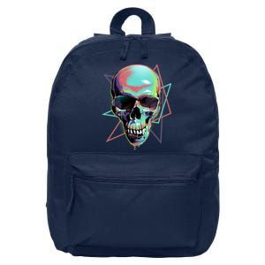 Retro Neon Graffiti Paint Skull 16 in Basic Backpack