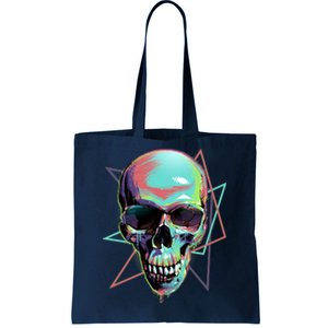 Retro Neon Graffiti Paint Skull Tote Bag