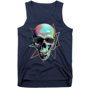 Retro Neon Graffiti Paint Skull Tank Top