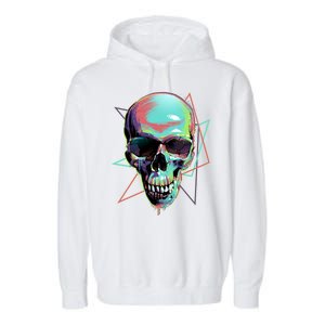 Retro Neon Graffiti Paint Skull Garment-Dyed Fleece Hoodie