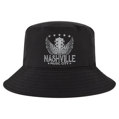 Retro Nashville Guitar Wings Vintage Country Music Concert Cool Comfort Performance Bucket Hat