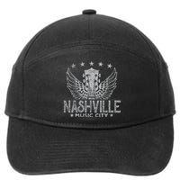 Retro Nashville Guitar Wings Vintage Country Music Concert 7-Panel Snapback Hat