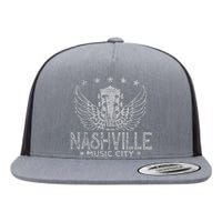 Retro Nashville Guitar Wings Vintage Country Music Concert Flat Bill Trucker Hat