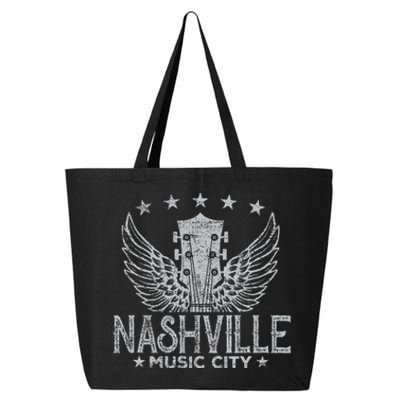 Retro Nashville Guitar Wings Vintage Country Music Concert 25L Jumbo Tote