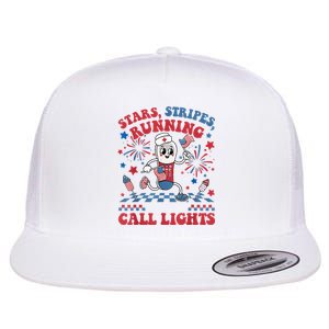 Retro Nurse Graduation 4th Of July Running For Call Light Flat Bill Trucker Hat