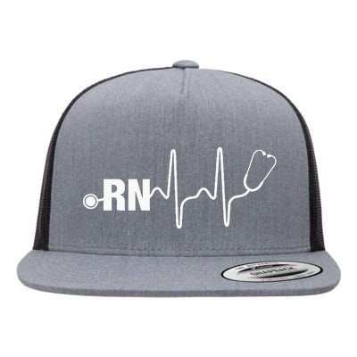 RN Nurse Heartbeat Registered Nurse Flat Bill Trucker Hat