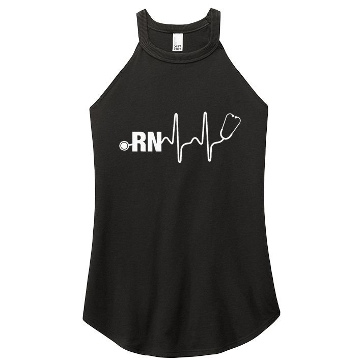 RN Nurse Heartbeat Registered Nurse Women's Perfect Tri Rocker Tank