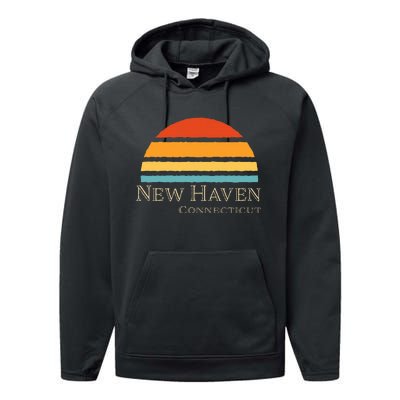 Retro New Haven Connecticut Performance Fleece Hoodie