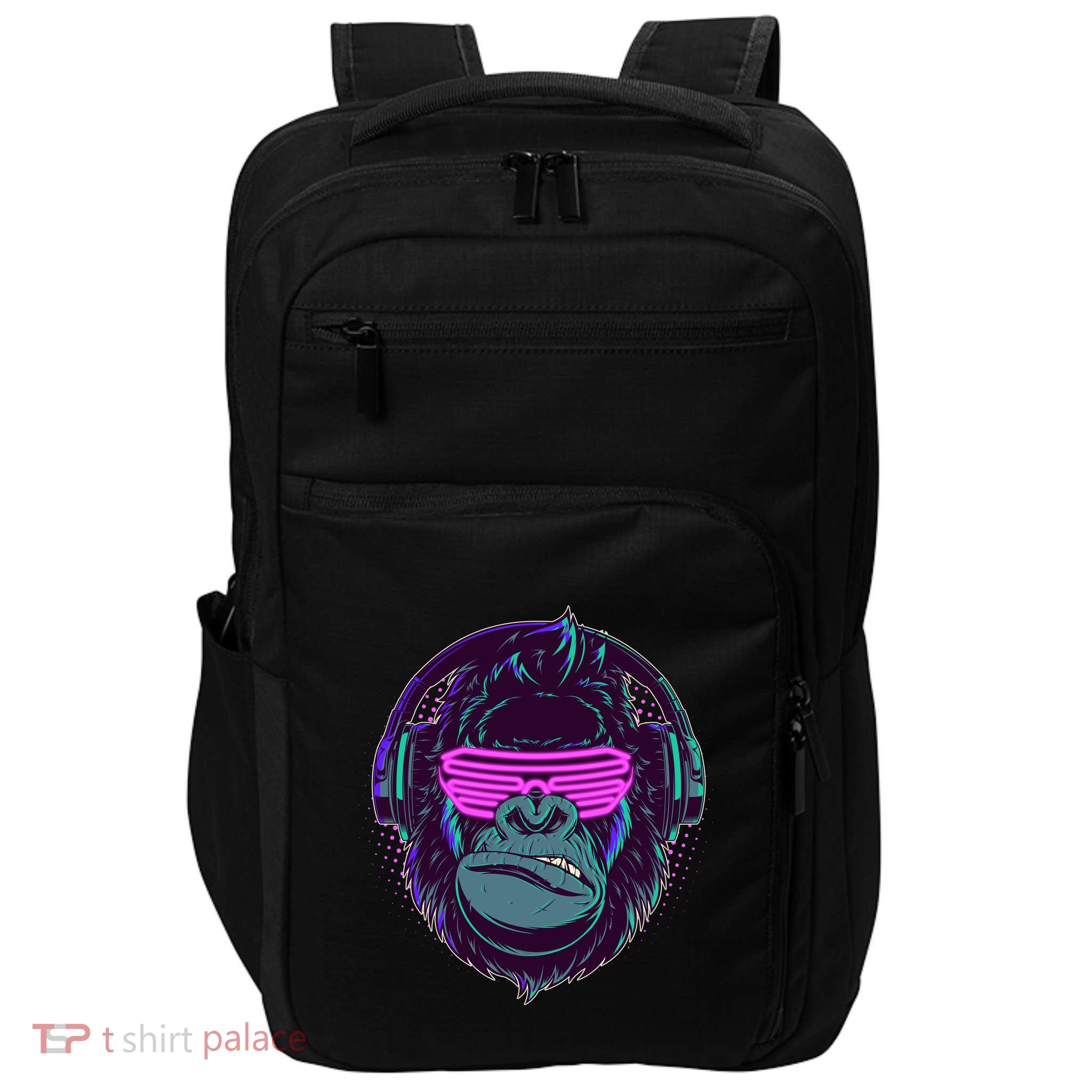 Retro Neon Hipster Gorilla Ape Impact Tech Backpack