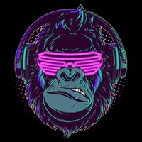 Retro Neon Hipster Gorilla Ape Backpack
