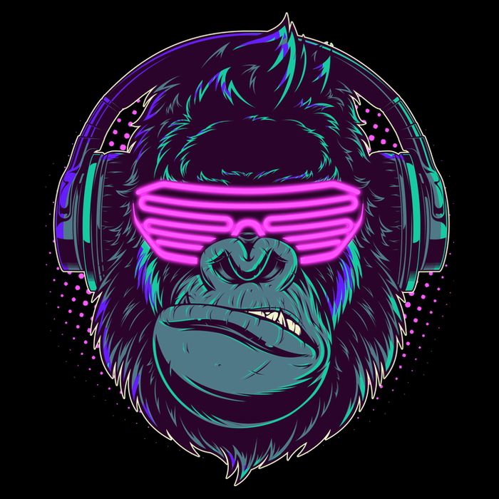 Retro Neon Hipster Gorilla Ape Backpack