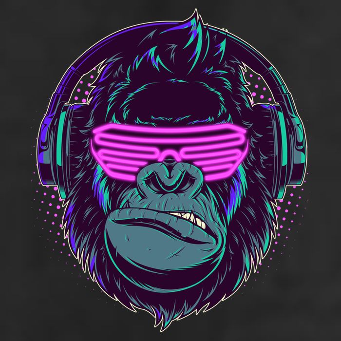 Retro Neon Hipster Gorilla Ape Adult Drive Performance Visor