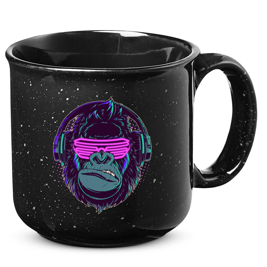 Retro Neon Hipster Gorilla Ape 15oz Campfire Ceramic Mug
