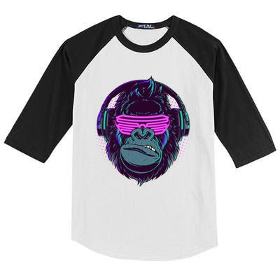 Retro Neon Hipster Gorilla Ape Kids Colorblock Raglan Jersey