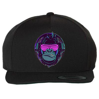 Retro Neon Hipster Gorilla Ape Wool Snapback Cap