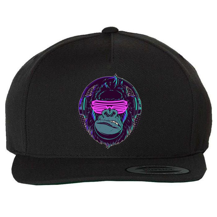 Retro Neon Hipster Gorilla Ape Wool Snapback Cap
