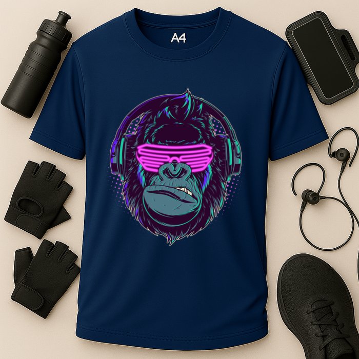 Retro Neon Hipster Gorilla Ape Cooling Performance Crew T-Shirt