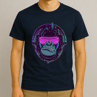 Retro Neon Hipster Gorilla Ape T-Shirt