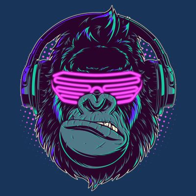 Retro Neon Hipster Gorilla Ape T-Shirt