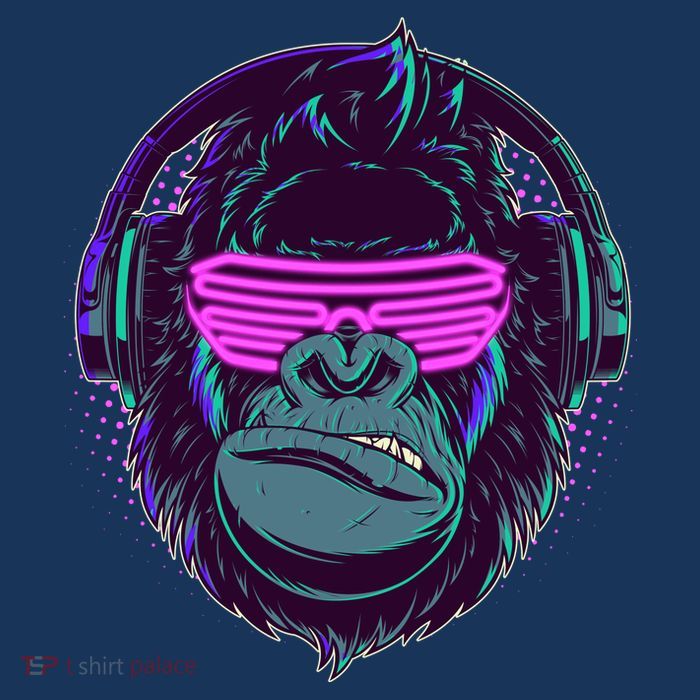Retro Neon Hipster Gorilla Ape Tall T-Shirt