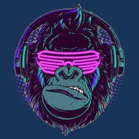 Retro Neon Hipster Gorilla Ape Button