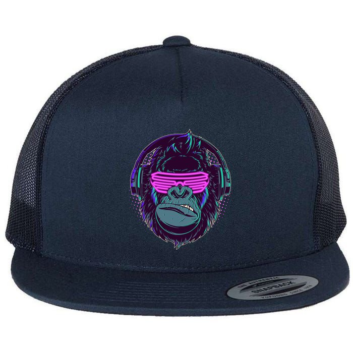Retro Neon Hipster Gorilla Ape Flatbill Hat